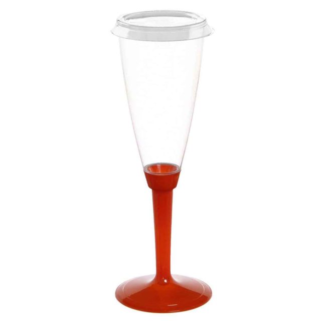 Flutes calici gambo lungo arancione con tappo