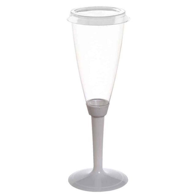 Flutes calici gambo lungo bianco con tappo