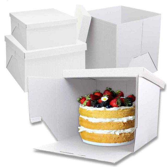 Scatole per torta grandi in cartoncino rigato con coperchio