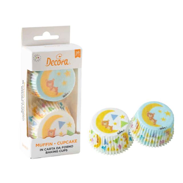 36 Pirottini in carta Orsetto e Luna Baby per cottura muffin Ø5 x h 3,2 cm