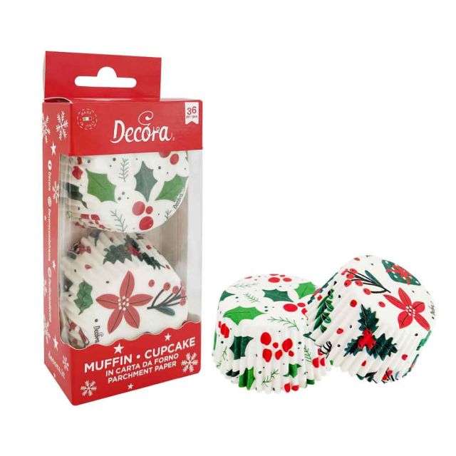 36 Pirottini in carta Best Wishes tema Natale per cottura muffin Ø5 x h 3,2 cm