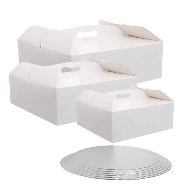 Scatole per torta quadrate e sottotorta rotondi