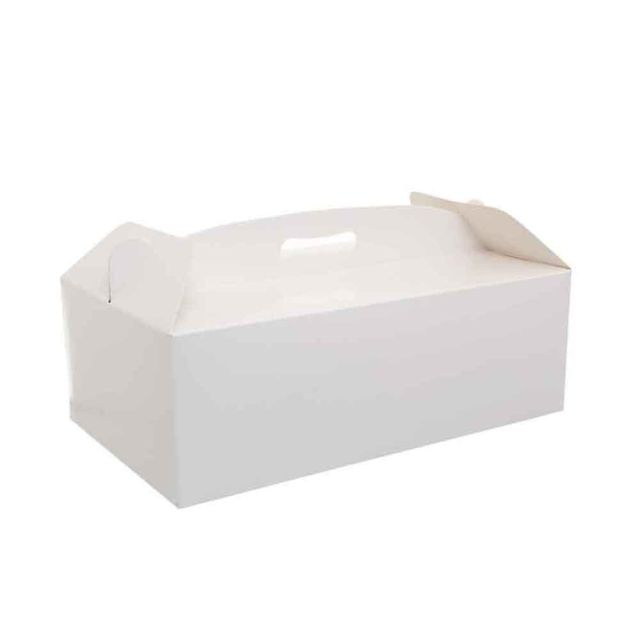 Scatola rettangolare per torta con manico bianca 31 x 16 x h 12 cm