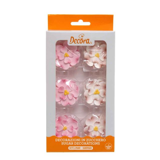 6 Decorazioni fiori per torte Fiori di Corniolo Rosa Bianco in zucchero Decora
