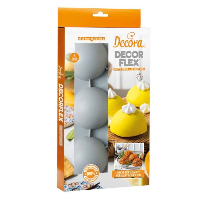 Stampo antiaderente in silicone Mezza Sfera 5 cavità Ø8cm Decora
