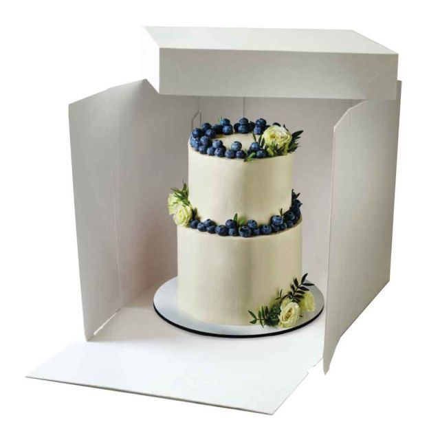Scatola per torta con coperchio bianca Premium 26,5 x 26,5 x h 15 cm