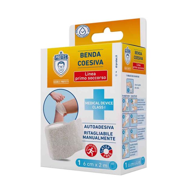 Benda coesiva traspirante per medicazione ferite 6cm x 2m