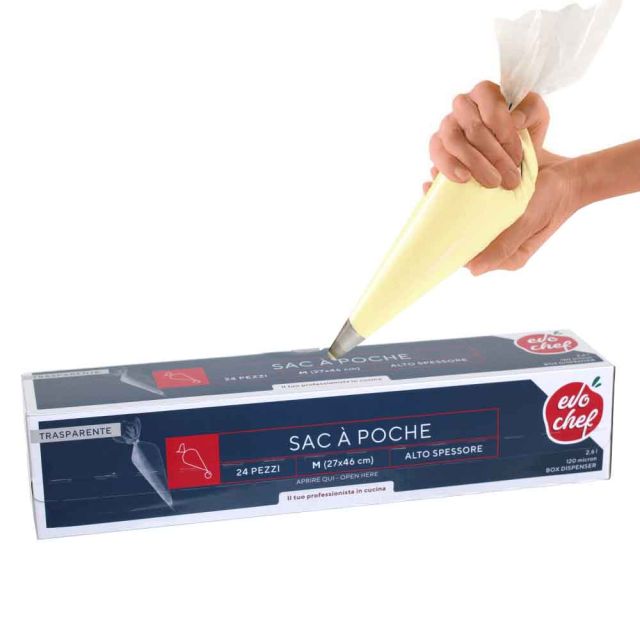 24 Sac a poche tasca da pasticcere alto spessore trasparenti 46x27 cm medie