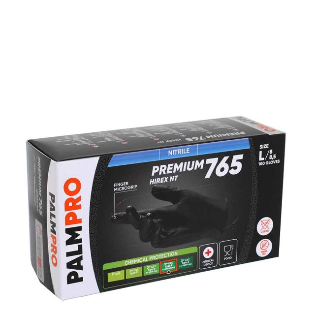 100 guanti in nitrile nero Icoguanti PalmPro PalmPro Premium 765 taglia L 8-8,5