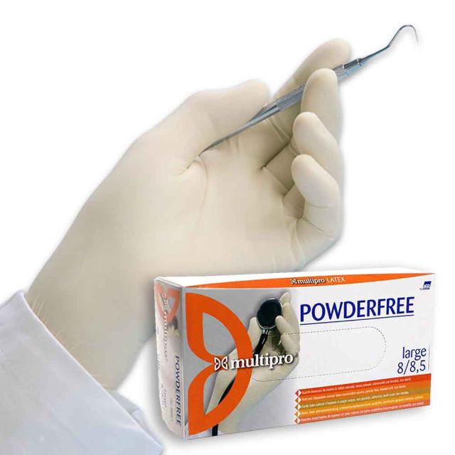 100 Guanti medicali latice Multipro Powderfree taglie a scelta