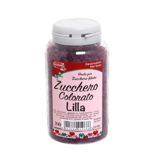 Cristalli di zucchero colorato lilla per decorazioni e zucchero filato 200 g
