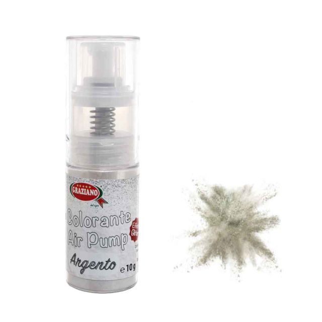 Colorante in polvere per alimenti air pump spray glitter argento