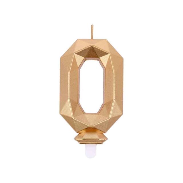 Candelina compleanno numeri 0 zero in cera Diamond Gold oro h 7,5 cm