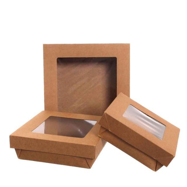 30 Box contenitori take away quadrati con coperchio a finestra