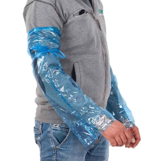 10 manicotti protettivi in plastica azzurra monouso