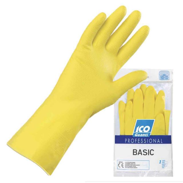 Guanti da lavoro riutilizzabili in lattice Icoguanti BASIC giallo