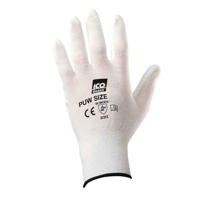 1 Paio guanti da lavoro riutilizzabili in maglia Icoguanti PU white