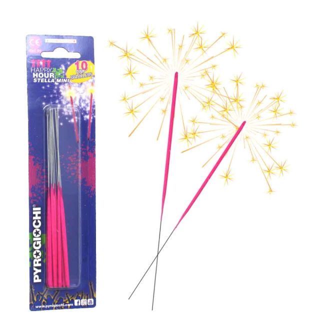 10 stelline scintillanti capodanno Mini colorate Fucsia 15,5 cm