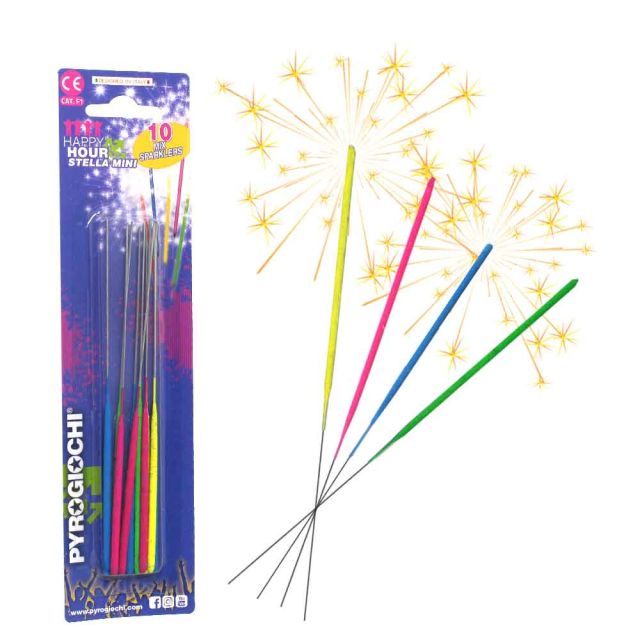 10 stelline scintillanti capodanno Mini colorate Mix 15,5 cm