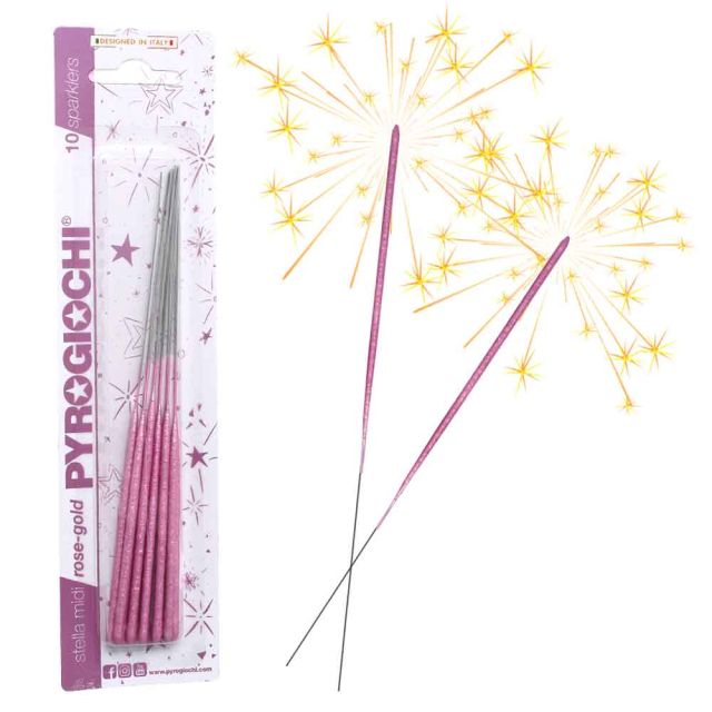 10 stelline scintillanti capodanno Midi colorate oro rosa 17 cm