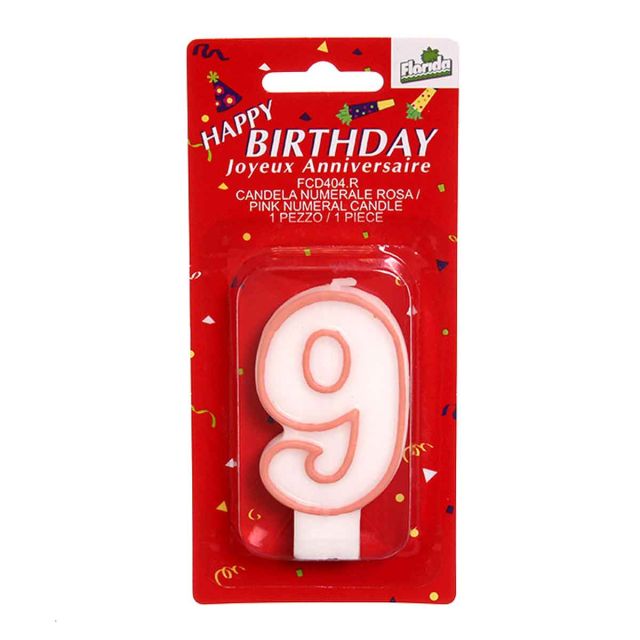Candeline numero 9 rosa- confezione