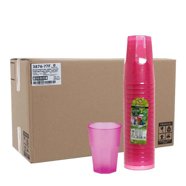 Cartone 420 Bicchieri per cocktail riutilizzabili satinati 420cc fucsia
