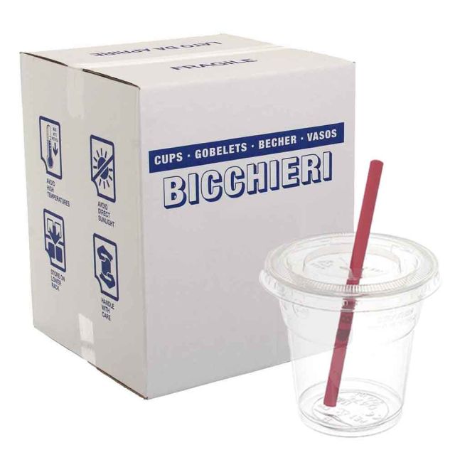 Cartone da 500 Bicchieri Kristal PET 200cc con coperchio piatto foro croce