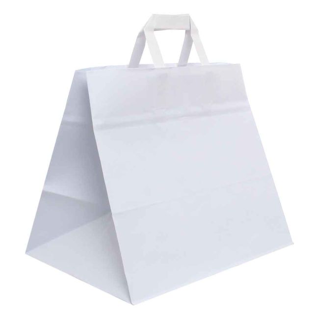 200 Shopper buste in carta bianco tinta unita da asporto 32x21 h27 cm