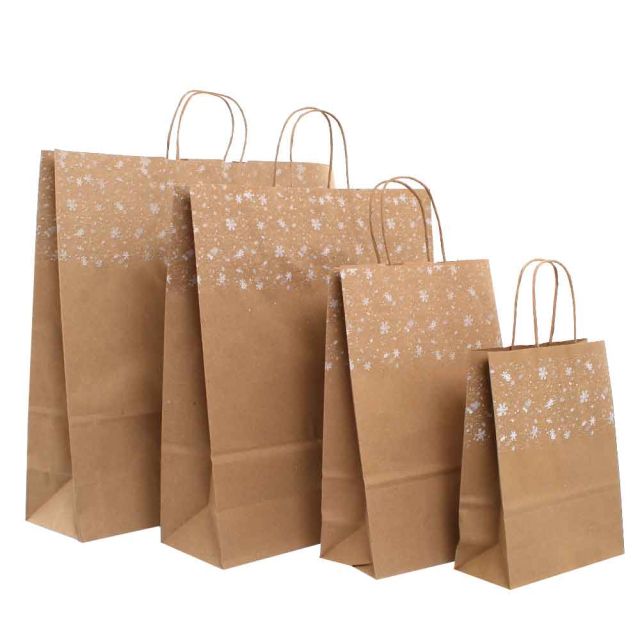Shopper buste in carta natalizie Winter avana con manici