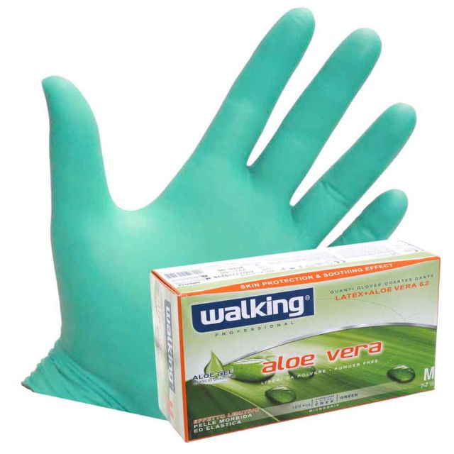 100 Guanti monouso in lattice e aloe vera Walking