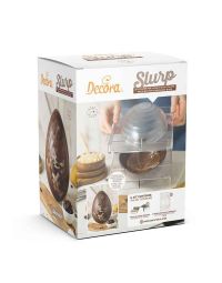 Kit Slurp 2 Stampi per Uova di cioccolato da 250g in policarbonato rigati e 4 molle