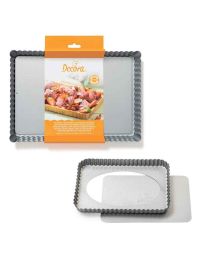 Stampo rettangolare per crostata fondo mobile antiaderente 32x22x3,5h cm