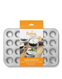 Confezione Teglia per 24 mini muffin di Ø3,2 cm in acciaio antiaderente Decora