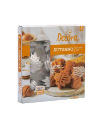 Stampo per 9 dolcetti autunnali foglie e zucche in acciaio antiaderente