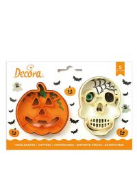 Set 2 Cutters Tagliapasta in plastica Halloween zucca e teschio Decora