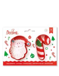 2 Tagliapasta Cutter Babbo Natale e Bastoncino zucchero Decora