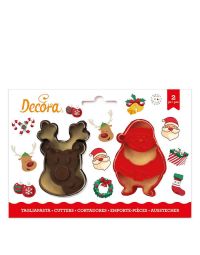 Set 2 Cutters Tagliapasta in plastica Babbo Natale e Renna