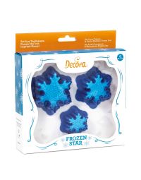 Set 3 Cutters tagliapasta in plastica Frozen Star con 3 imprimi decori Decora