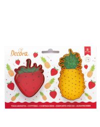 Set 2 Cutters Tagliapasta in plastica ananas e fragola Decora