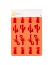 Stampo antiaderente in silicone per 16 soggetti tropical ananas cactus e fenicotteri