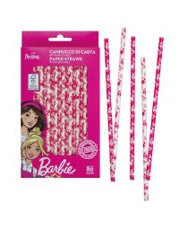 80 Cannucce biodegradabili in carta Barbie 21 cm Ø6 mm