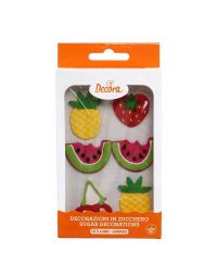 6 Decorazioni frutti tropicali in zucchero Decora