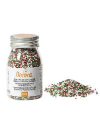 Perline di zucchero bianco verde e rosso tricolore per decorazione 100 g Decora