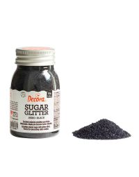 Cristalli di zucchero colorato glitterato nero per decorazioni 100 g Decora