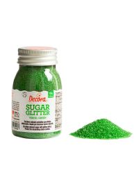 Cristalli di zucchero colorato glitterato verde per decorazioni 100 g Decora