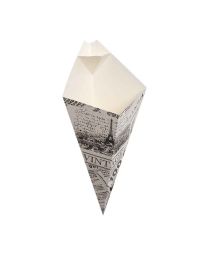 50 Contenitori coni per patatine fritte in cartoncino con porta salse 28 x 16,7 cm