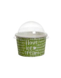100 Coppette gelato in carta Funny verde 250ml con coperchio a cupola