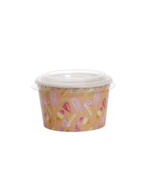 100 Coppette gelato in carta Madeline pesca 250ml con coperchio piatto