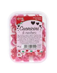 Cuoricini di zucchero colorato piccoli per decorazioni 40 g