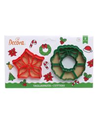 Set 2 Cutters Tagliapasta in plastica Ghirlanda e Stella di Natale